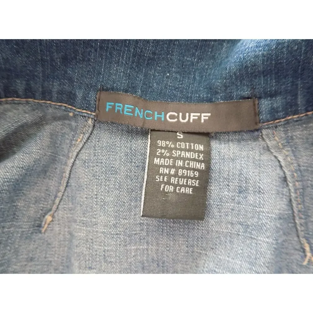 French Cuff denim blazer jacket coat size Small - Picture 5 of 5
